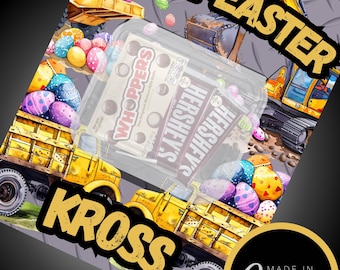 Tarjetas de Pascua JUMBO de 16 x 20, camión volquete de Pascua, plantillas de tarjetas de regalo, tarjeta de Pascua, plantilla Canva, tarjeta de Pascua para niños, regalo de Pascua