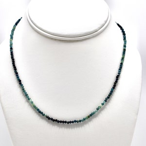 Unique Natural Blue Tourmaline Gemstone Beaded Necklace