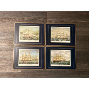 Vintage PIMPERNEL Nautical Cork Placemats from England, Clipper Ships - Set of 4