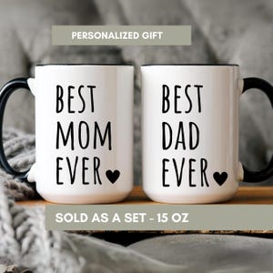 Personalized New Mom & Dad  Mug Set, Gift for New Mom and Dad, New Mom, New Dad Gift, Coffee Mugs for New Parents, New Parent Gifts