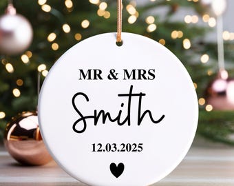 Personalized Our First Christmas As Mr & Mrs Ornament, First Christmas Married Ornament 2025, Wedding Mr Mrs Chirstmas Ornament Gifts
