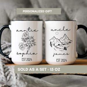 Personalized Promoted To Aunt and Uncle est 2025, Custom Pregnancy Announcement Mugs, Baby Announcement Gift For New Auntie, New Uncle Mug