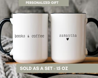 Personalized Book Lover Mug with name, Cozy Books and Coffee Cup, Bookworm Gift, Reading Mug for Readers, Book Club Gift, Christmas Gifts