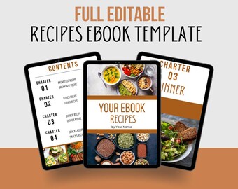 Anpassbare Rezeptbuchvorlage | Bearbeitbare Kochbuch-Designvorlage | Druckbares Rezept-ebook | Canva Vorlagen