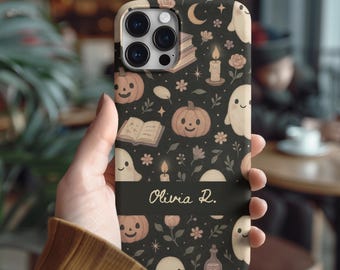 Personalized Halloween Phone Case with name, Spooky Season Phone Cover, Scary Ghost Phone Protector, Creepy iPhone 16 15 14,Galaxy S24