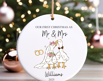 First Christmas Married Name Ornament - Personalized Married Christmas Ornament - Custom First Christmas as Mr. & Mrs. Keepsake