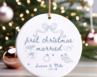 Married Ornament Personalized for Mr Mrs, Custom First Christmas Married Ornament Personalized Wedding Keepsake, Christmas Gift For Newlywed