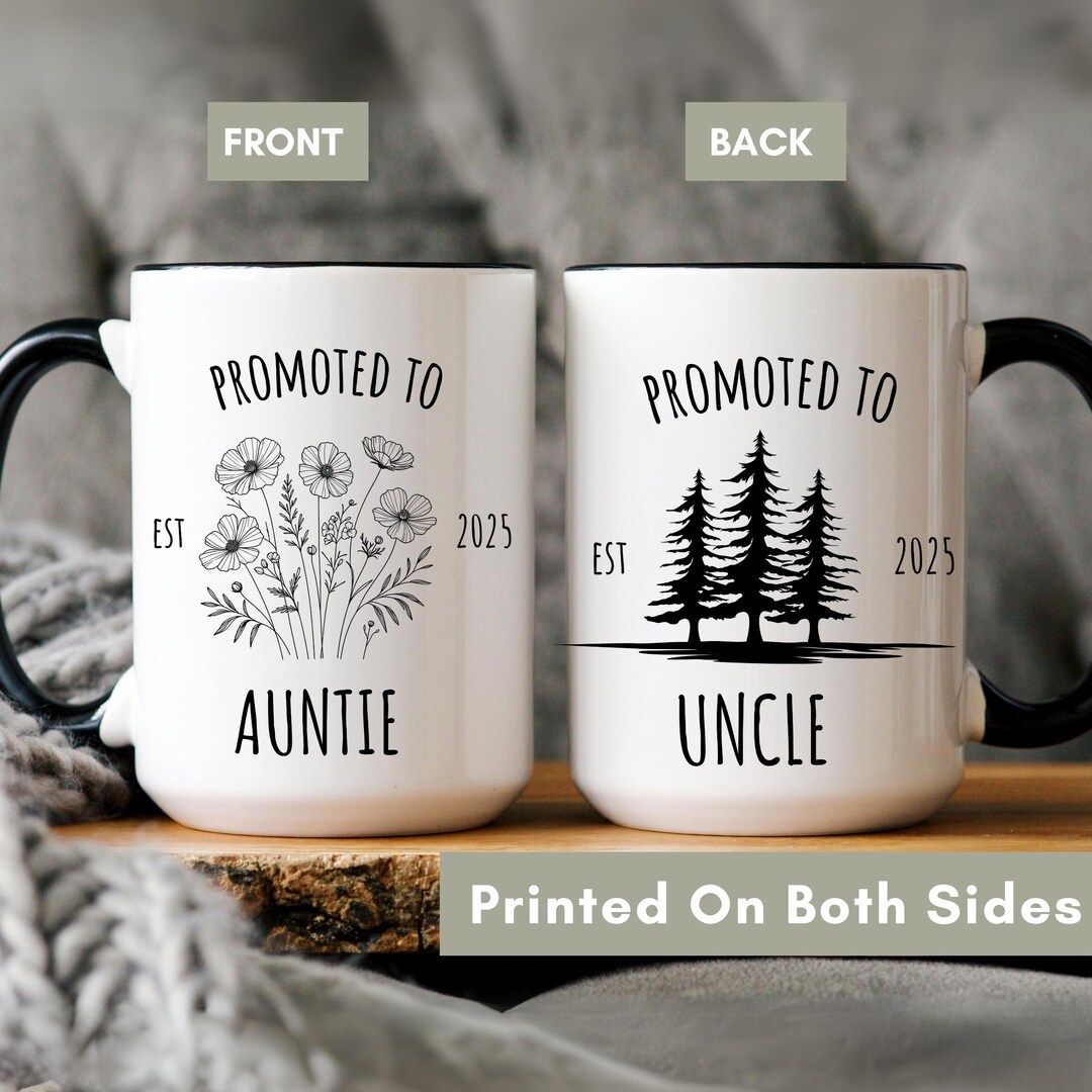 Personalized Promoted to Auntie and Uncle Est 2025, Custom Pregnancy ...