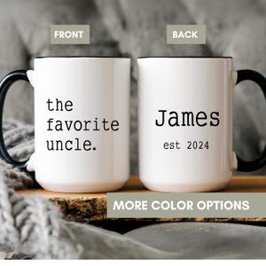 Custom Uncle Name Mug,Uncle Birthday Gift,Est 2024,Personalized Uncle Mug,Pregnancy Announcement Cup,New Uncle Gift, Personalized uncle name
