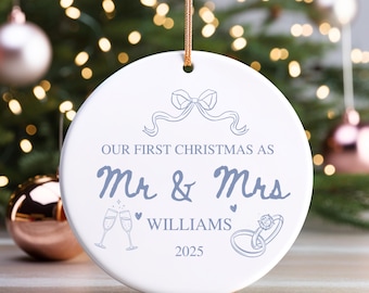 Merry And Married Ornament Personalized, Custom First Christmas Married Ornament, Personalized Wedding Keepsake, Christmas Gift For Newlywed