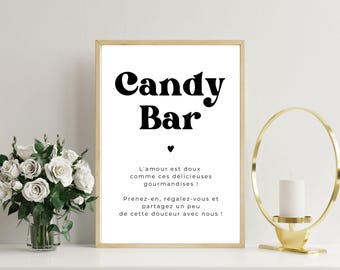 Póster de boda de barra de dulces, póster de barra de dulces imprimible