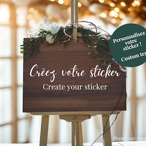 Pegatina de boda personalizable, pegatina de cartel de bienvenida personalizado, pegatina, cartel de bienvenida, escritura de boda, señalización imagen 1