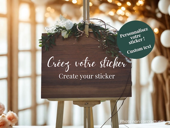 Sticker personnalisable mariage, sticker panneau bienvenue à personnaliser, autocollant, panneau bienvenue, écriture mariage, signalétique