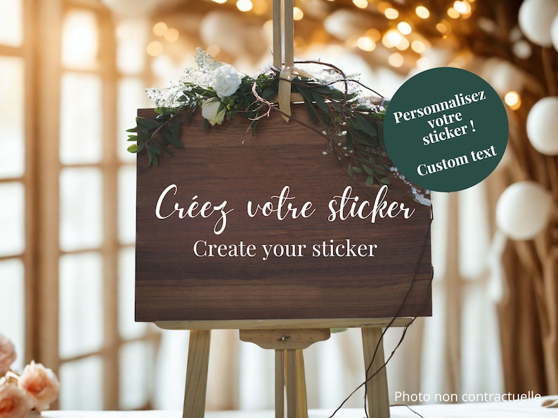 Pegatina de boda personalizable, pegatina de cartel de bienvenida personalizado, pegatina, cartel de bienvenida, escritura de boda, señalización imagen 1