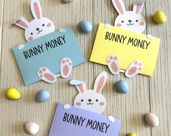 Set of 3 Spring/Easter Bunny Money Envelope Cash or Gift Card Holders - Made with Shimmer Cardstock