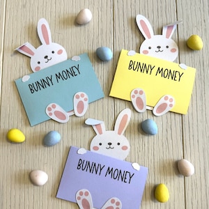 Set of 3 Spring/Easter Bunny Money Envelope Cash or Gift Card Holders - Made with Shimmer Cardstock