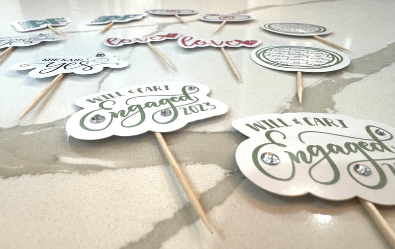 Personalized Engagement Cupcake Toppers Set of 12 Etsy