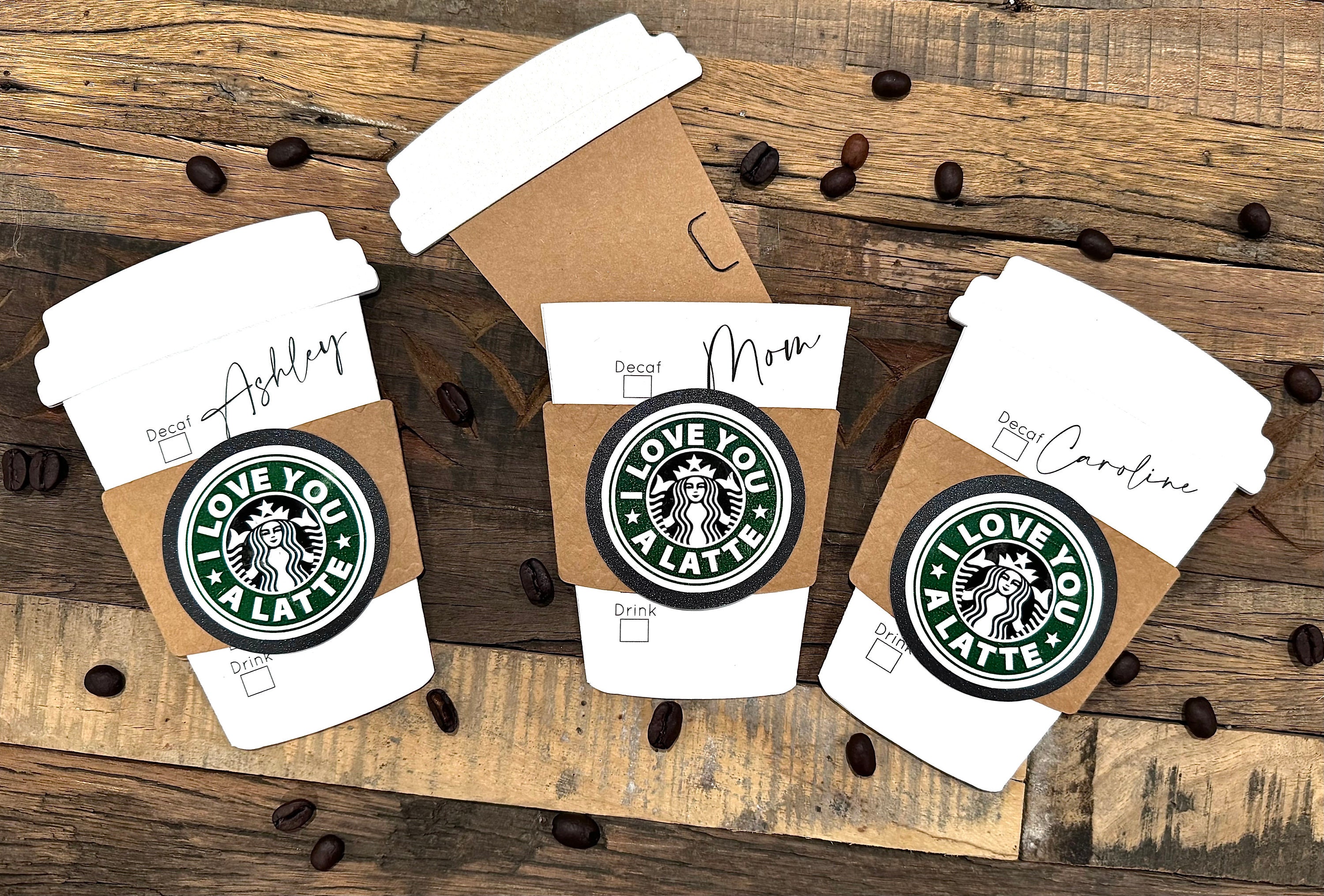 I Love You a Latte Starbucks Coffee Shimmer Cup Gift Card Holders