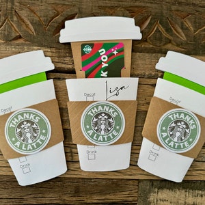 Thanks a Latte Personalized Starbucks Shimmer Coffee Cup Gift Card Holders for teacher, coworker, boss, stocking stuffer, anyone