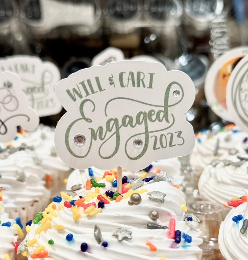 Personalized Engagement Cupcake Toppers Set of 12 Etsy