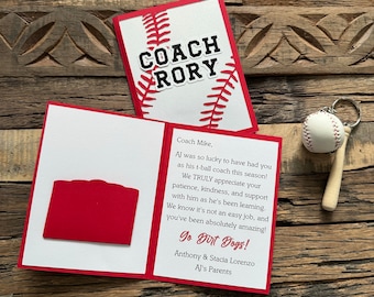 Baseball, T-Ball, Softball Coach Gift, Coach Thank You, End of Season Gift Card Holder/Card, Team Gift