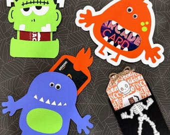 Halloween-Themed Gift Card Holders: Monsters, Frankenstein, Skeleton - For Teacher, Student, Kid, Coworker Gift. Customizable.