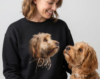 Personalized Goldendoodle Sweatshirt, Minimalist Dog Mom Gift, Black Luxury Dog Lover Sweatshirt, Doodle Owner Clothing