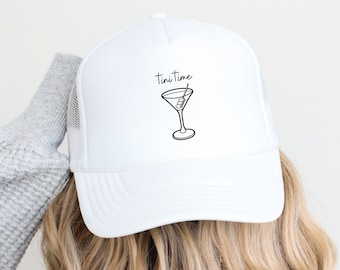 Tini Time Martini Trucker Hat | Perfect Bachelorette Hat, Martini Lover Gift, & Trendy Walking Hat | YP Classics Trucker Hat | Baseball Cap