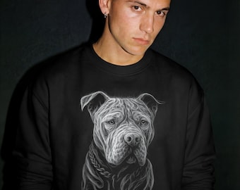 Pit Bull Shirt: Pittie Mom and Dad Line Art Portrait Tee or Sweatshirt