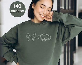 Personalized Dog Ears Sweatshirt with Name, Custom Dog Sweatshirt or Hoodie, Dog Dad Gift, Gift for Pet Lovers, Dog Mom Gift, Christmas Gift
