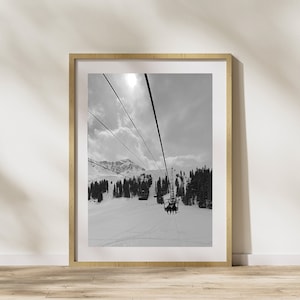 Schwarzweiß Ski Fotodruck | SOFORTIGER DIGITALER DOWNLOAD | Wandkunst | Wohnkultur | Ski | Schneeberge | Colorado | Winter