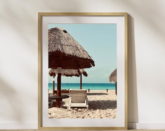 Beach Umbrella Photo Print: Tropical Wall Art (Digital Download)