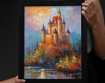 Pintura de castelo medieval: arte de parede de fantasia gótica