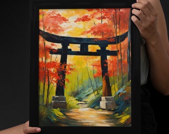 Torii Gate Art Print: Japanese Forest Landscape, Zen Decor