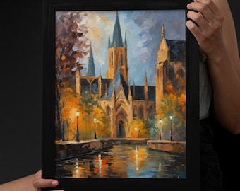 Cathedral Watercolor Painting Print: Christian Home Decor