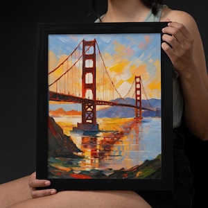 Golden Gate Bridge Painting Print, Wall Art, Home Decor, San Francisco, California, Bridge, Landscape, Gift, Souvenir, Painting, Digital Art