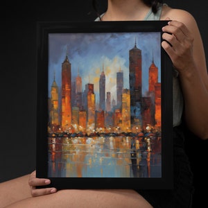 New York Skyline Wall Art, Abstract City Painting Print, City Wall Decor, Cityscape Art Print, City Wall Art Print, New York Art Decor