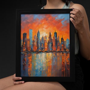 New York City Skyline Painting Print, Home Decor, Large Wall Art, Abstract Painting, Modern Art, Urban Art, City Landscape, Cityscape Art