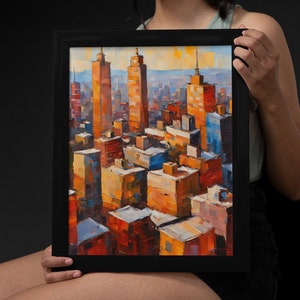 Cityscape Painting Print, Wall Art, Modern Decor, City View, Urban Art, Home Decor, Abstract Art, Large Art Print, Cityscape Poster