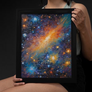 Abstract Galaxy Oil Painting Print, Multiverse Universe Art Print, Wall Decor, Home Decor, Kleurrijke galaxy art print, Sterren en universum kunst