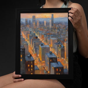 Skyline di Chicago, Arte astratta della città, Stampa artistica da parete, Stampa artistica moderna, Arte del paesaggio urbano, Stampa artistica urbana, Arte murale della città, Decorazione della città, Decorazione della casa