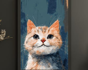 Orange Tabby Cat Art Print, Cute Kitten Portrait, Cat Lover Gift, Pet Wall Art, Kids Room Decor, Nursery Art, Playroom Art, 8x10-24x36