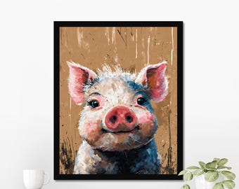 Lámina artística de un cerdito: decoración rústica para cocinas campestres