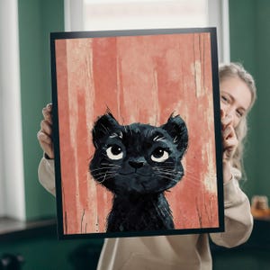 Baby Black Panther Art Print, Cute Panther Cub Portrait, Jaguar Cub, Leopard Cub, Kids Room Decor, Nursery Art, Wildlife Gift, 8x10-24x36