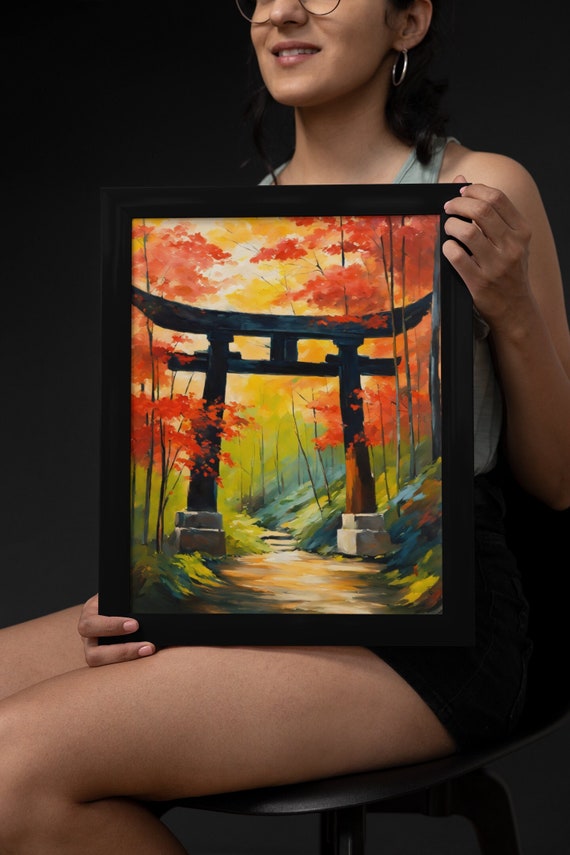 Torii Gate Art Print: Japanese Forest Landscape, Zen Decor