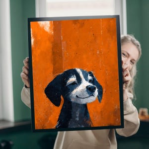 Happy Beagel Dog Art Print, Smiling Puppy Painted Portrait, Playful Happy Art, Kids Room Decor, Pet Wall Art, Dog Lover Gift, 8x10-24x36