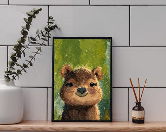 Cute Capybara Painting Art Print, Baby Capybara Portrait,  Rodent Wall Art, Kids Room Decor, Nursery Art,  Animal Lover Gift, 8x10-24x36
