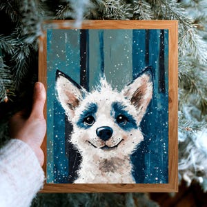 Süsser Baby Husky-Welpe Kunstdruck, Blauäugiger Hund Portrait, Siberian Husky Kunst, Kinderzimmer Dekor, Hunde-Liebhaber-Geschenk, 8x10-24x36