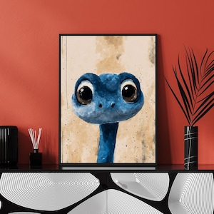 Chibi Baby Snake Art Print, Cute Snake Portrait, Reptile Wall Art, Kids Room Decor, Nursery Art, Animal Lover Gift, 8x10-24x36 Sizes