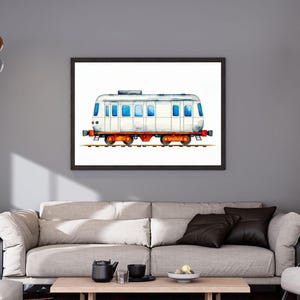 Modern NY Subway Train Wall Art Print, Metro Rail Car Poster, Kids Transportation Decor, Urban Transit Painted Art, Watercolor Railway Print